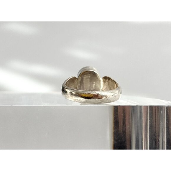 Moonstone Accented Modernist Minimalist 925 Sterling Silver Vintage Ring - sz 6 - Picture 3 of 11